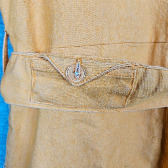 House Of Sunny Orange Belted Button Up Jumpsuit With Collar 3/4 Sleeves Size 4 - Picture 5 of 13